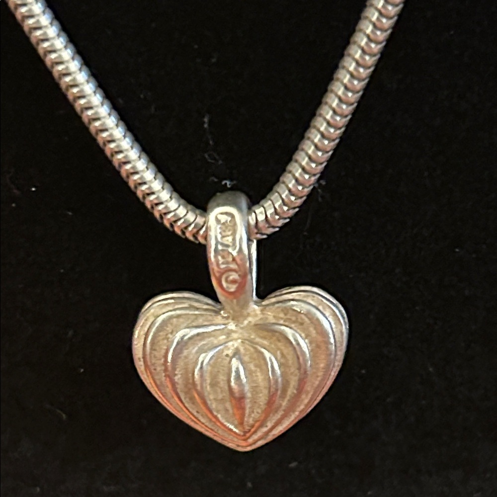 Lagos Caviar 925 Ribbed Puffy Heart Pendant w-925 16” Snake Chain - Picture 2 of 6